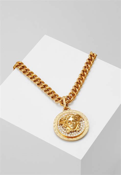 collar versace hombre oro|Collar de cuero V2025 Chain Negro,Oro .